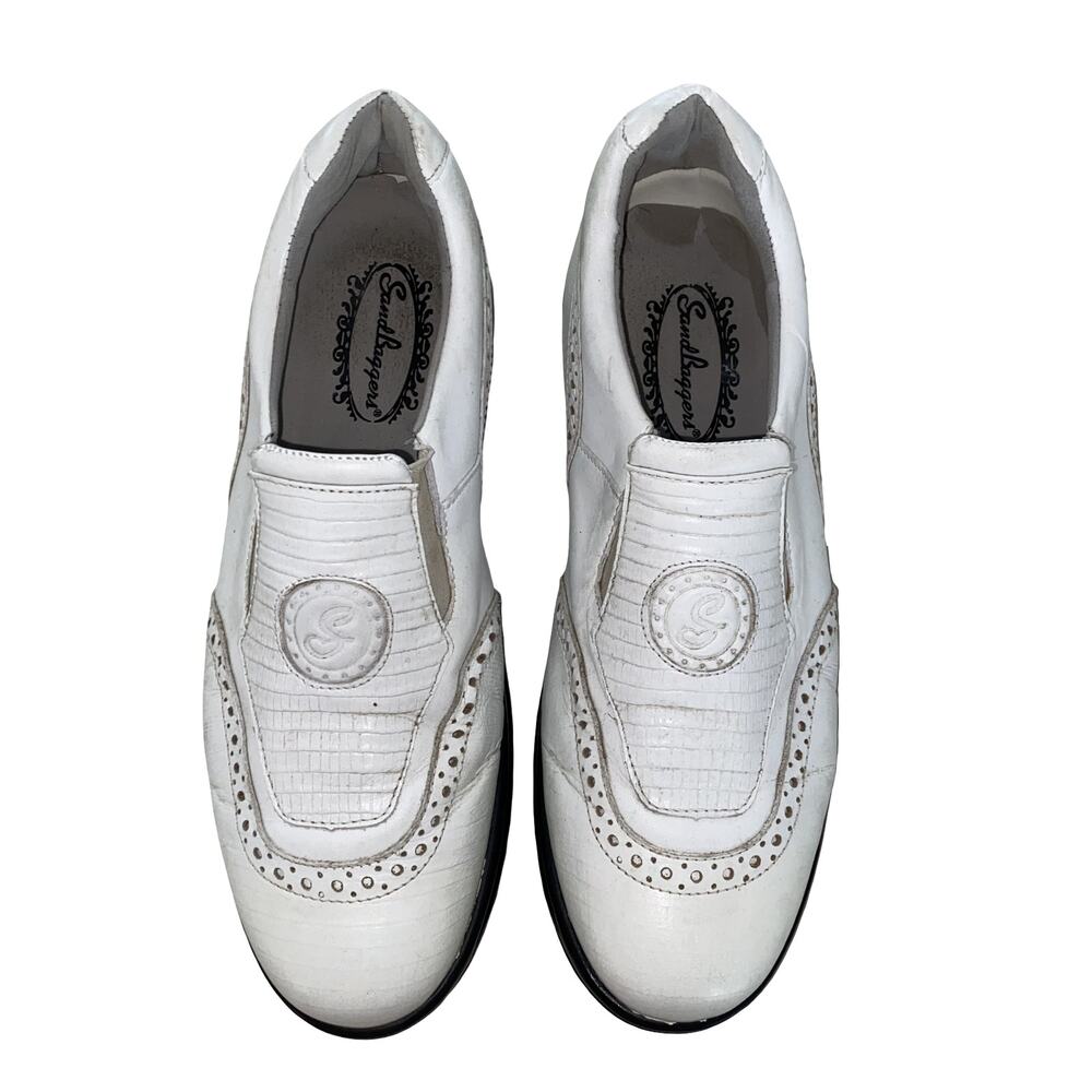 white Sandbaggers women's leather golf shoes Size 9.5